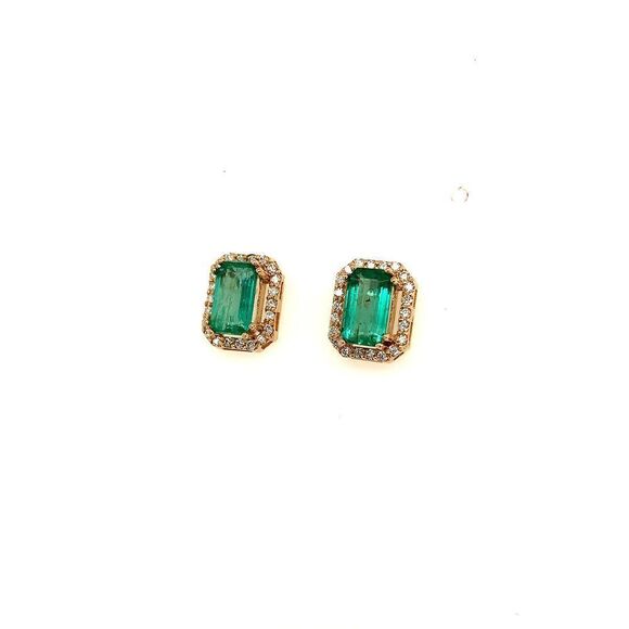 Natural Emerald Diamond Stud Earrings 14k Gold 1.85 TCW Certified $3,950 111884 - Picture 7 of 14